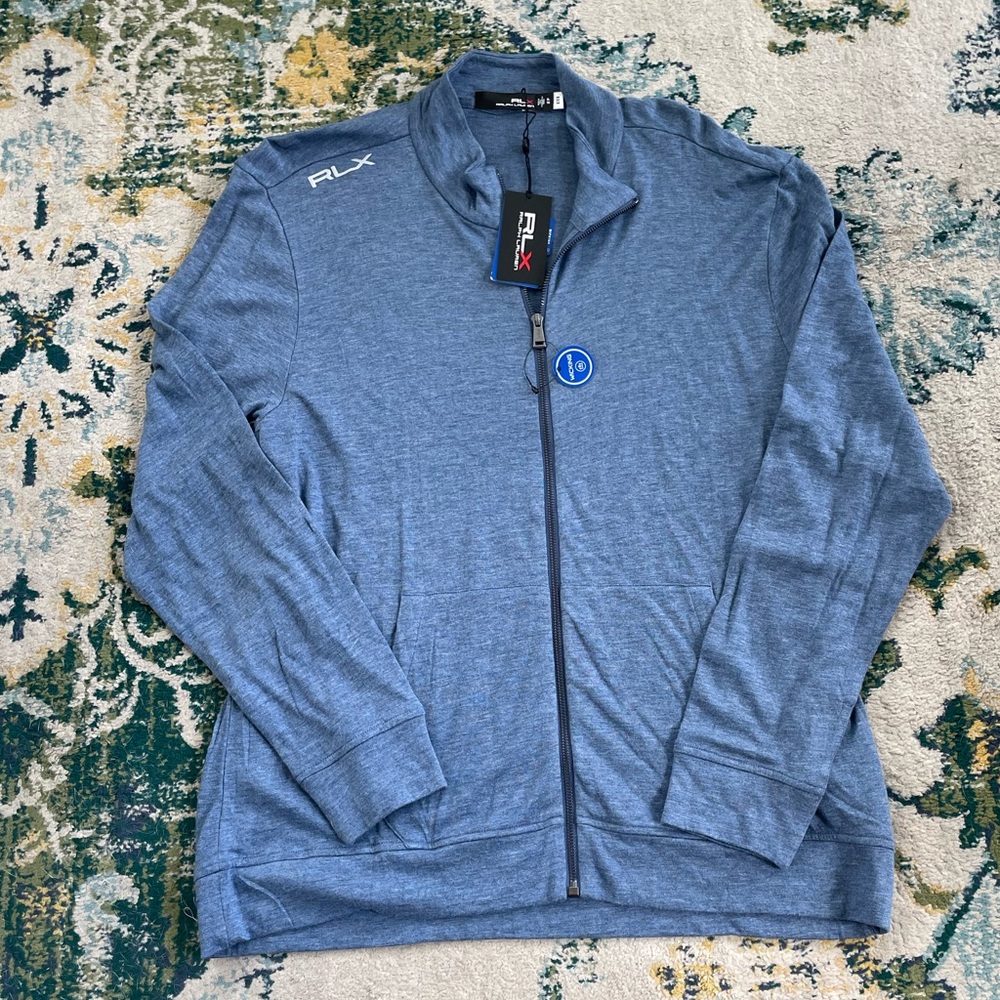 NEW $228 RLX Ralph Lauren size Large L lightweight blue jacket casual golf sport